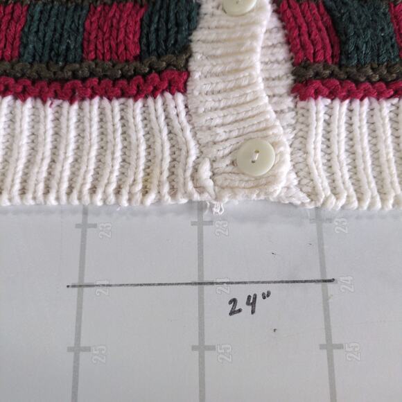 Vintage Cardigan Sweater Womens M White Cottage Button Up Fair Isle Argyle - Picture 7 of 7